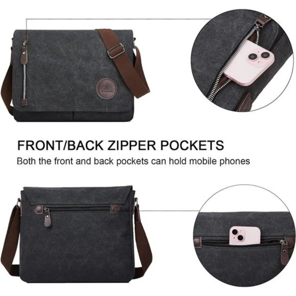 Canvas Messenger Bag Laptop Bag Crossbody Shoulder Bag Work Travel School Bag Me